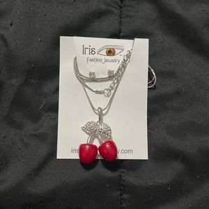 Iris fashion cherry necklace